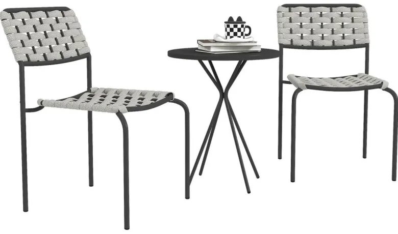 Outsunny Balkonmöbel Set grau Polyester B/H/L: ca. 46x80x60 cm