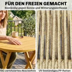 Outsunny Balkonmöbel-Set natur Kunststoff B/H/L: ca. 48x88x55,5 cm