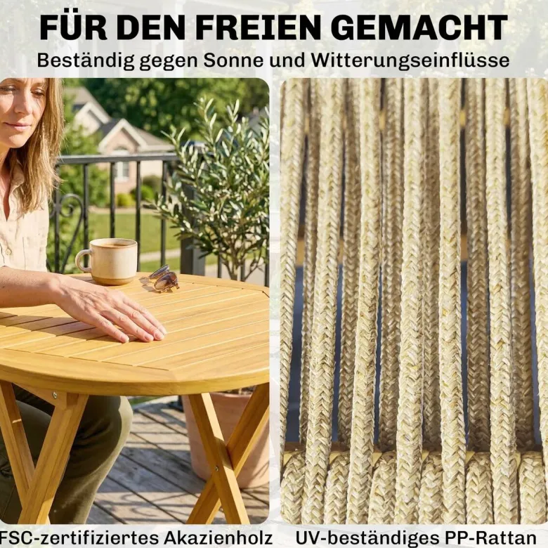 Outsunny Balkonmöbel-Set natur Kunststoff B/H/L: ca. 48x88x55,5 cm