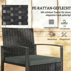 Outsunny Balkonmöbel-Set schwarz Stahl B/H/L: ca. 55x76x58 cm