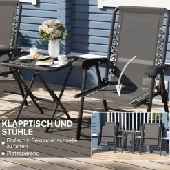 Outsunny Balkonmöbel-Set schwarz Netzstoff B/H/L: ca. 61x91x65 cm