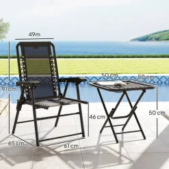Outsunny Balkonmöbel-Set schwarz Netzstoff B/H/L: ca. 61x91x65 cm