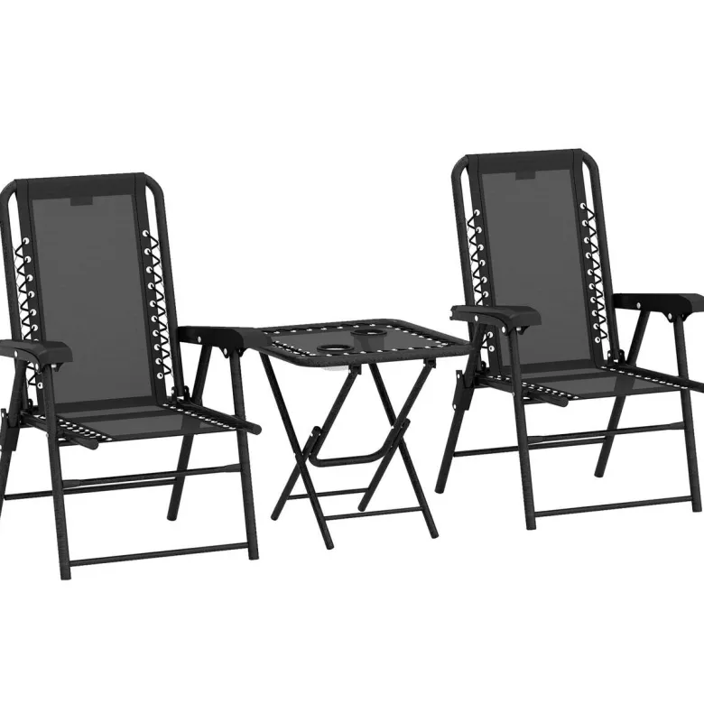 Outsunny Balkonmöbel-Set schwarz Netzstoff B/H/L: ca. 61x91x65 cm