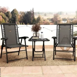 Outsunny Balkonmöbel-Set schwarz Netzstoff B/H/L: ca. 61x91x65 cm