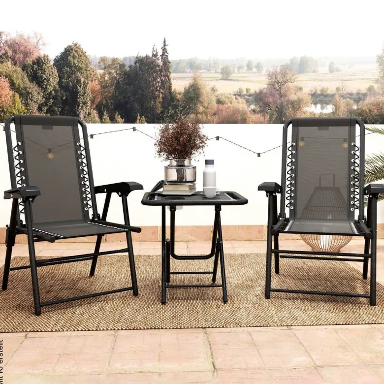 Outsunny Balkonmöbel-Set schwarz Netzstoff B/H/L: ca. 61x91x65 cm