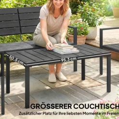 Outsunny Balkonmöbel-Set schwarz Kunststoff B/H/L: ca. 71x76,5x104 cm