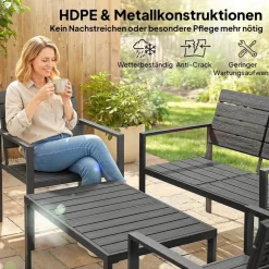 Outsunny Balkonmöbel-Set schwarz Kunststoff B/H/L: ca. 71x76,5x104 cm