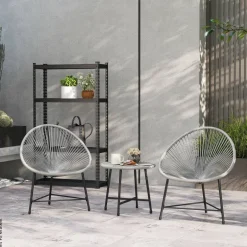 Outsunny Balkonmöbel-Set schwarz Glas B/H/L: ca. 68x81x72 cm