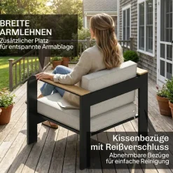 Outsunny Balkonmöbel-Set schwarz Aluminium B/H/L: ca. 70x62x138 cm