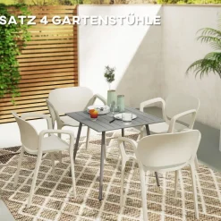 Outsunny Balkonstühle weiß Kunststoff B/H/L: ca. 56x75x60 cm