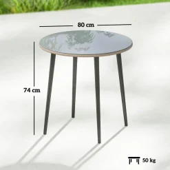Outsunny Balkontisch grau Glas B/H/L: ca. 80x74x80 cm
