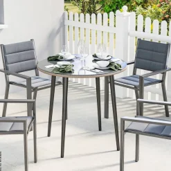 Outsunny Balkontisch grau Glas B/H/L: ca. 80x74x80 cm