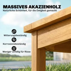 Outsunny Balkontisch natur Akazie B/H/L: ca. 48x46x48 cm