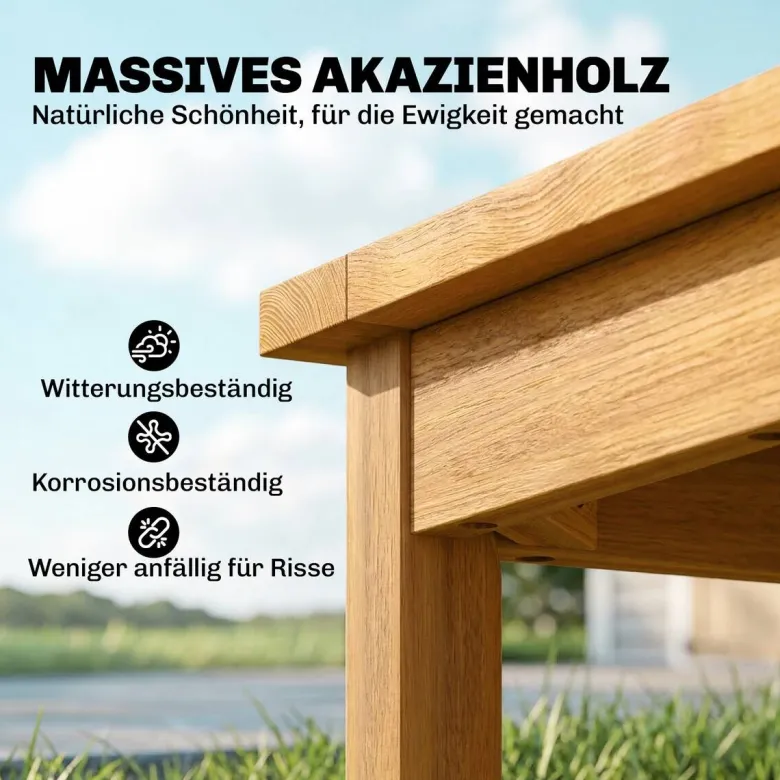 Outsunny Balkontisch natur Akazie B/H/L: ca. 48x46x48 cm