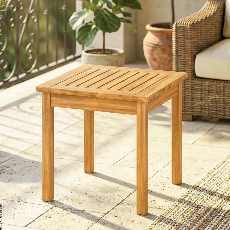 Outsunny Balkontisch natur Akazie B/H/L: ca. 48x46x48 cm