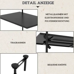 Outsunny Balkontisch schwarz Polypropylen B/H/L: ca. 60x62x85,5 cm