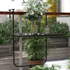 Outsunny Balkontisch schwarz Polypropylen B/H/L: ca. 60x62x85,5 cm