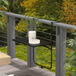 Outsunny Balkontisch schwarz Polypropylen B/H/L: ca. 60x62x85,5 cm