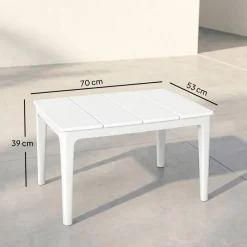 Outsunny Balkontisch weiß Kunststoff B/H/L: ca. 53x39x70 cm