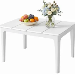 Outsunny Balkontisch weiß Kunststoff B/H/L: ca. 53x39x70 cm