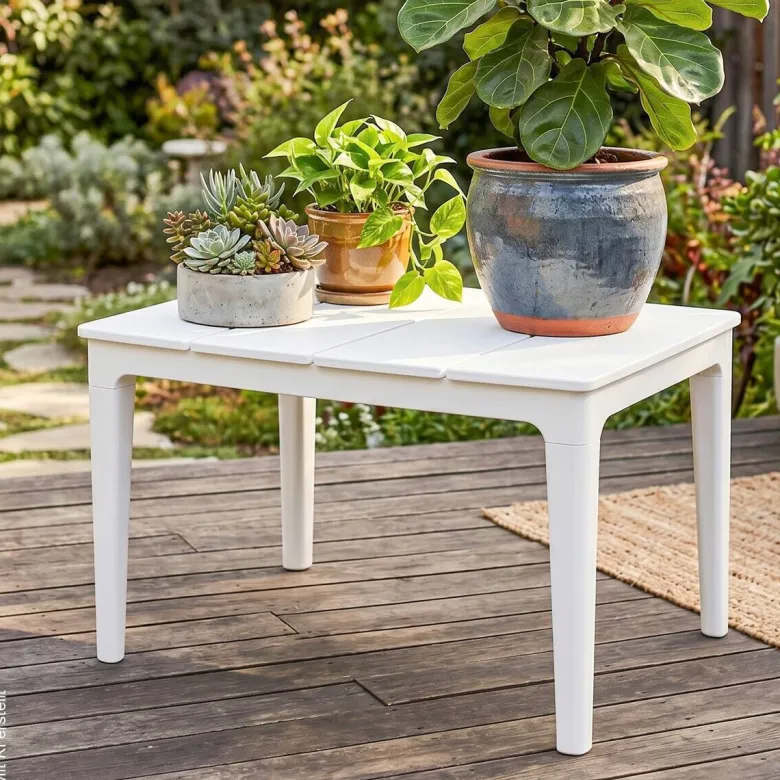 Outsunny Balkontisch weiß Kunststoff B/H/L: ca. 53x39x70 cm