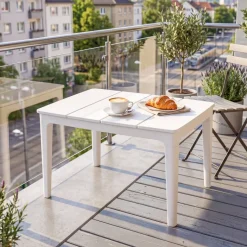 Outsunny Balkontisch weiß Kunststoff B/H/L: ca. 53x39x70 cm
