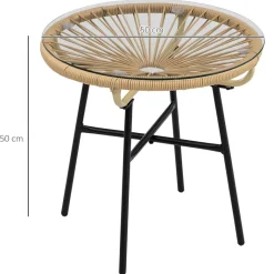 Outsunny Beistelltisch beige Eisen B/H/L: ca. 50x50x50 cm