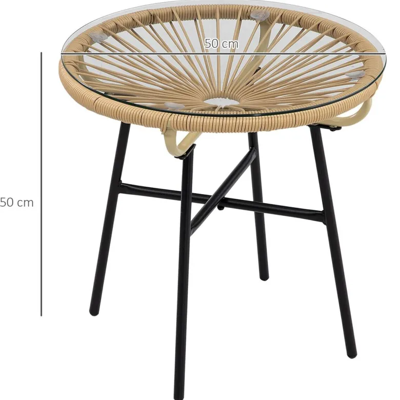Outsunny Beistelltisch beige Eisen B/H/L: ca. 50x50x50 cm