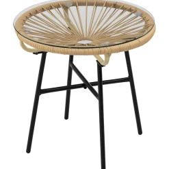 Outsunny Beistelltisch beige Eisen B/H/L: ca. 50x50x50 cm
