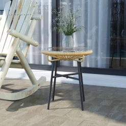 Outsunny Beistelltisch beige Eisen B/H/L: ca. 50x50x50 cm