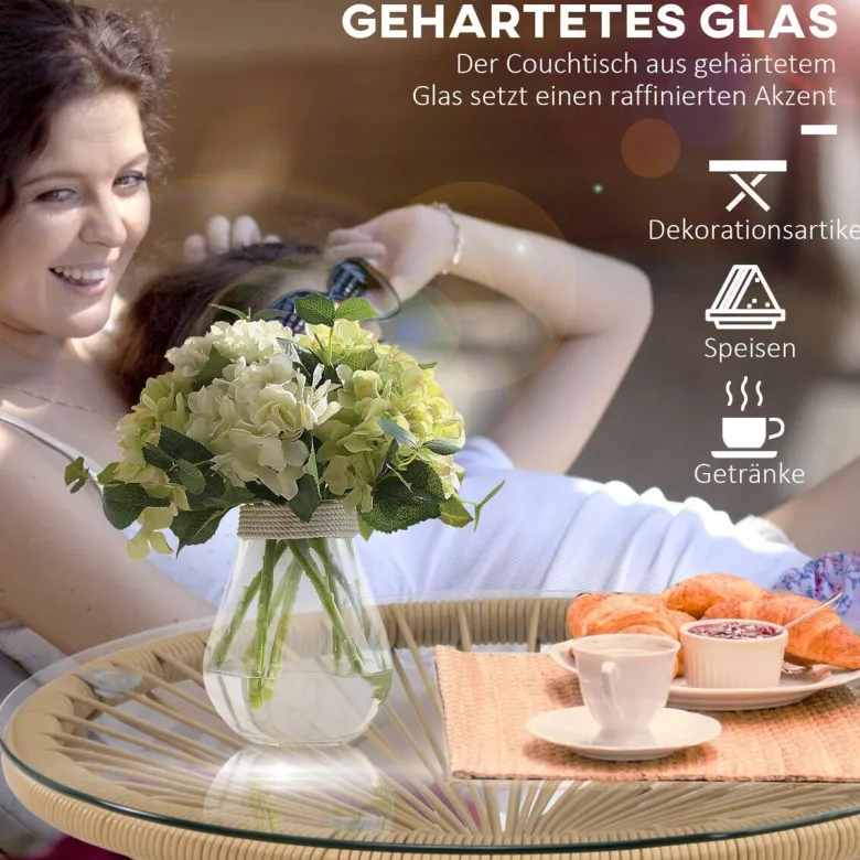 Outsunny Beistelltisch beige Eisen B/H/L: ca. 50x50x50 cm