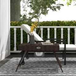 Outsunny Beistelltisch braun Polyrattan B/H/L: ca. 41x60x41 cm