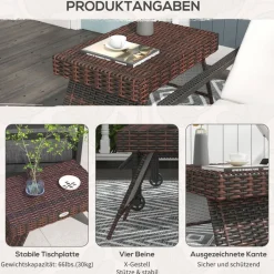 Outsunny Beistelltisch braun Polyrattan B/H/L: ca. 41x60x41 cm