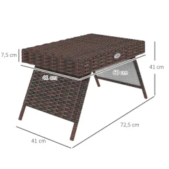 Outsunny Beistelltisch braun Polyrattan B/H/L: ca. 41x60x41 cm