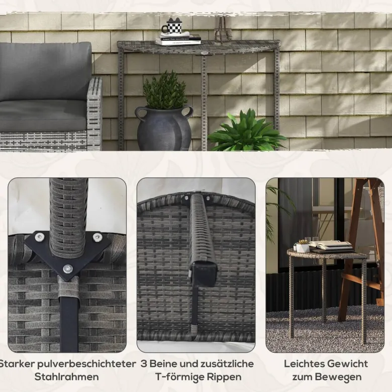 Outsunny Beistelltisch grau Polyrattan B/H/L: ca. 50x100x74 cm