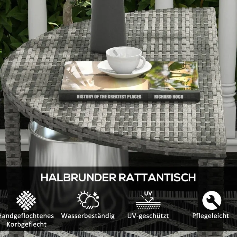 Outsunny Beistelltisch grau Polyrattan B/H/L: ca. 50x100x74 cm