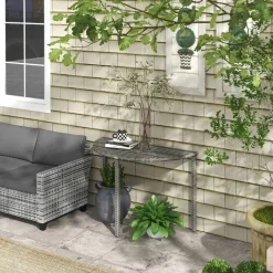 Outsunny Beistelltisch grau Polyrattan B/H/L: ca. 50x100x74 cm