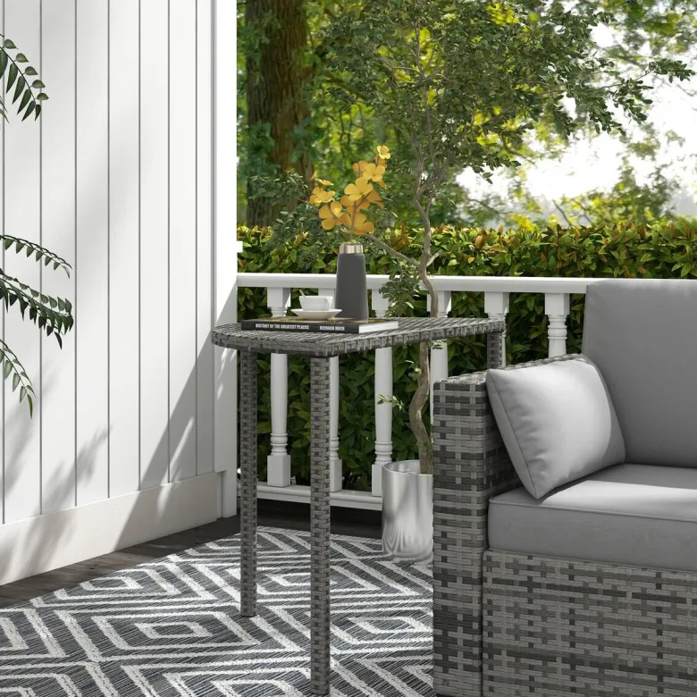 Outsunny Beistelltisch grau Polyrattan B/H/L: ca. 50x100x74 cm