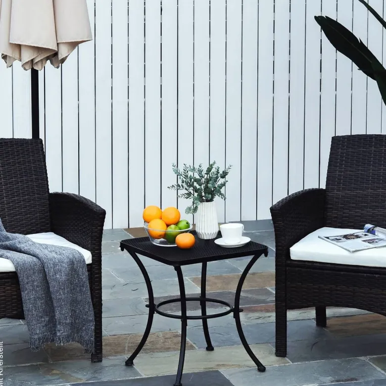 Outsunny Beistelltisch schwarz Metall B/H/L: ca. 45x50x45 cm