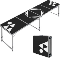 Outsunny Bierpong-Tisch schwarz Aluminium B/H/L: ca. 60x240x70 cm