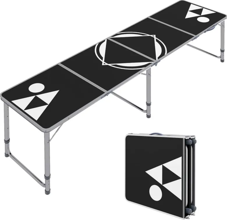 Outsunny Bierpong-Tisch schwarz Aluminium B/H/L: ca. 60x240x70 cm