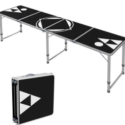Outsunny Bierpong-Tisch schwarz Aluminium B/H/L: ca. 60x240x70 cm