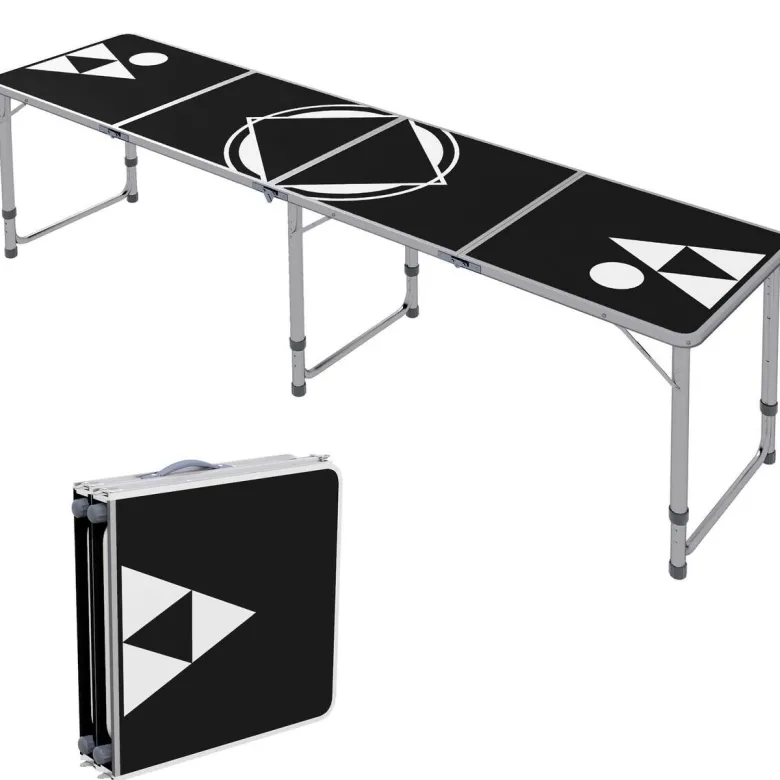 Outsunny Bierpong-Tisch schwarz Aluminium B/H/L: ca. 60x240x70 cm