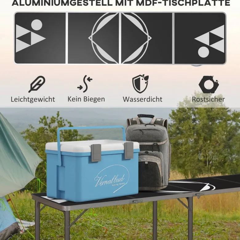 Outsunny Bierpong-Tisch schwarz Aluminium B/H/L: ca. 60x240x70 cm