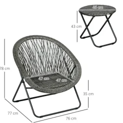 Outsunny Bistro-Set grau Kunststoff B/H/L: ca. 77x78x76 cm