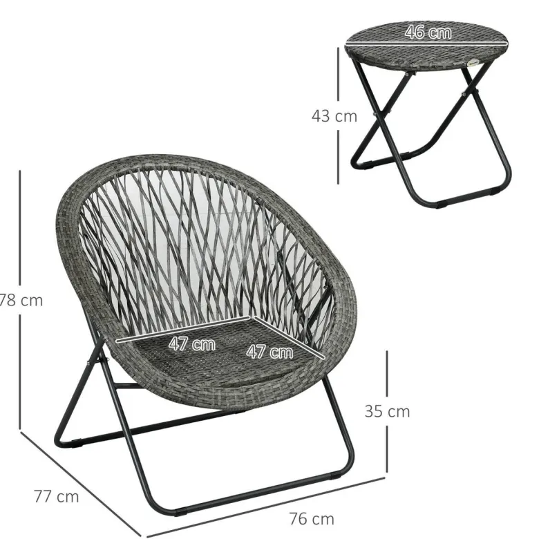Outsunny Bistro-Set grau Kunststoff B/H/L: ca. 77x78x76 cm