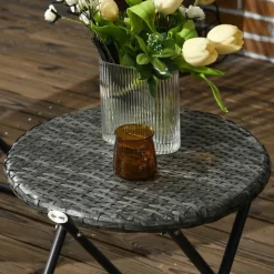 Outsunny Bistro-Set grau Kunststoff B/H/L: ca. 77x78x76 cm