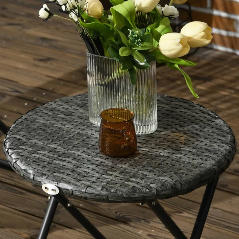 Outsunny Bistro-Set grau Kunststoff B/H/L: ca. 77x78x76 cm