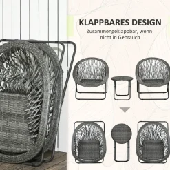 Outsunny Bistro-Set grau Kunststoff B/H/L: ca. 77x78x76 cm