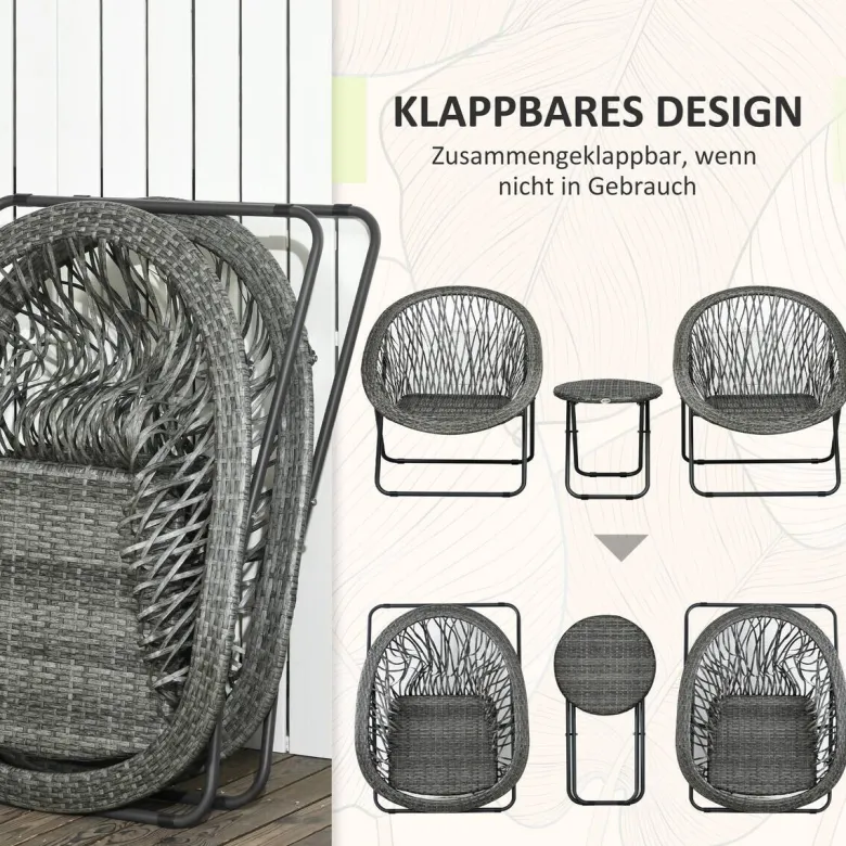 Outsunny Bistro-Set grau Kunststoff B/H/L: ca. 77x78x76 cm